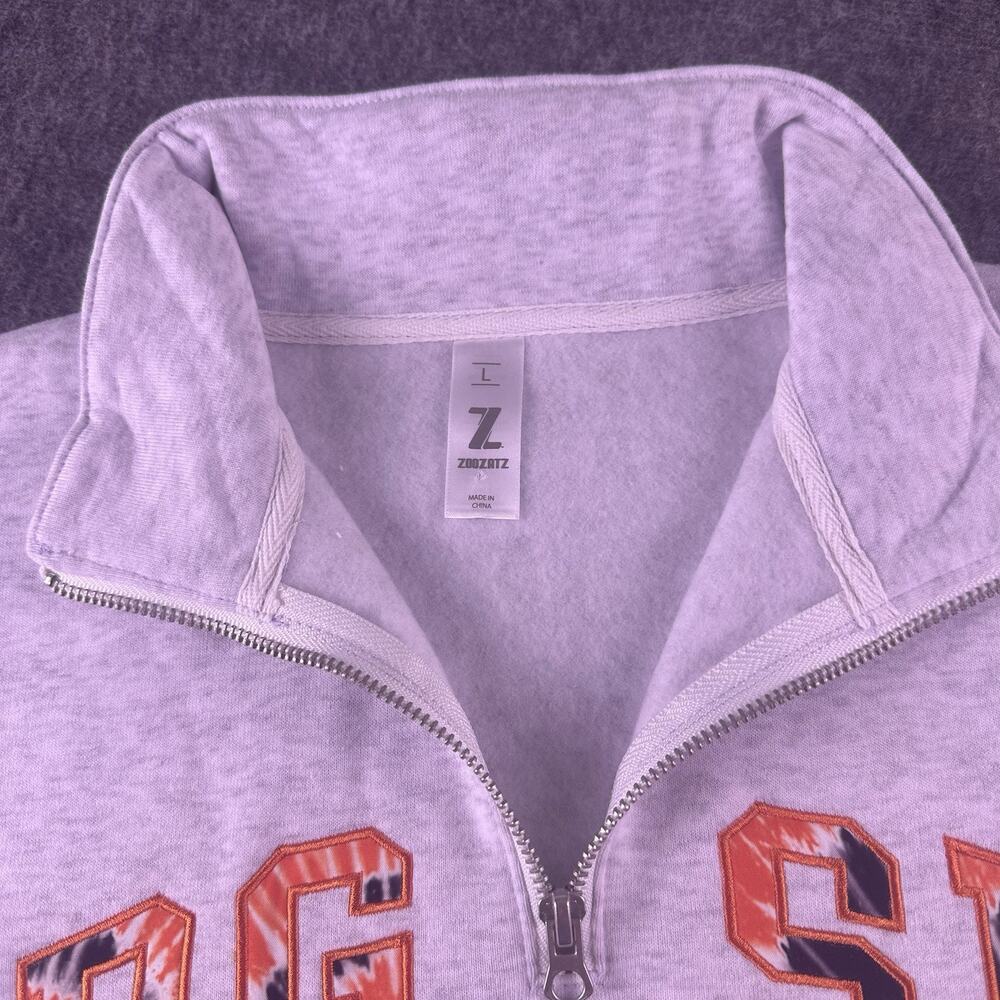BGSU Ohio Women’s Large Cropped 1/4 Zip Gray Pullover Hoodie NWOT Embroidered - Picture 4 of 9